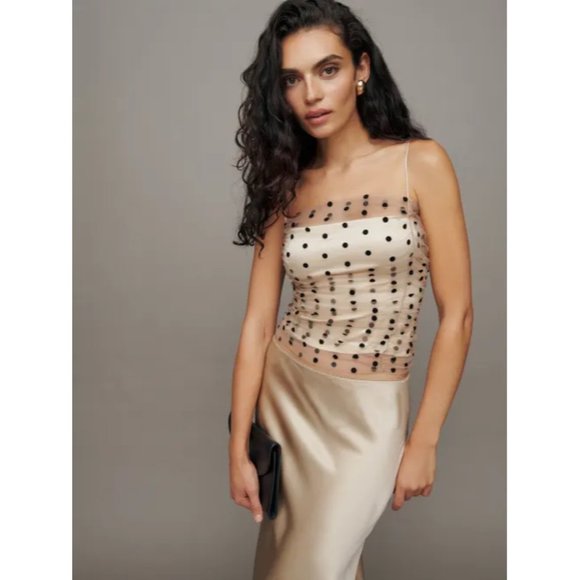 Reformation Beige and Black Dot Camisole - Picture 3 of 9